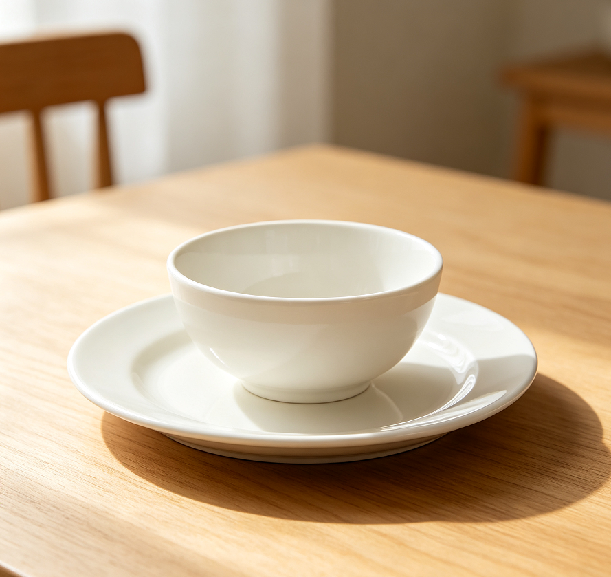 Classic White Ceramic Bowl and Plate Set